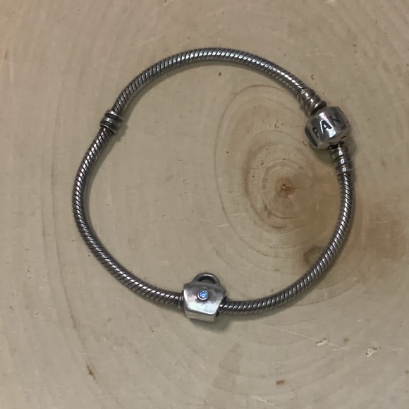 Authentic Pandora Handbag Charm - Silver Blue CZ Purse 790309PCZ Retired - Picture 3 of 4